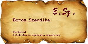 Boros Szendike névjegykártya